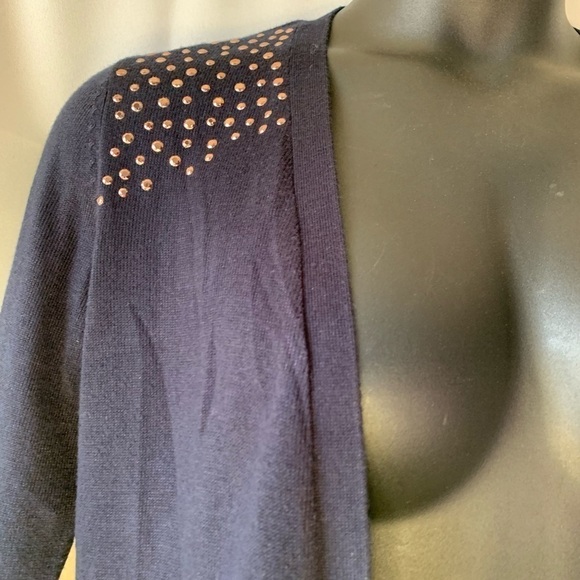 Blue studded cozy soft Lagen look cardigan, career work sweater Small - Picture 9 of 13